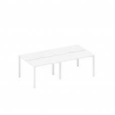 Рабочая станция на металлокаркасе, столешницы с вырезом (4*120) белый премиум / белый гладкий А1 БГ 170.2-2 БП