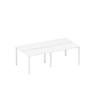 Рабочая станция на металлокаркасе, столешницы с вырезом (4*120) белый премиум / белый гладкий А1 БГ 170.2-2 БП