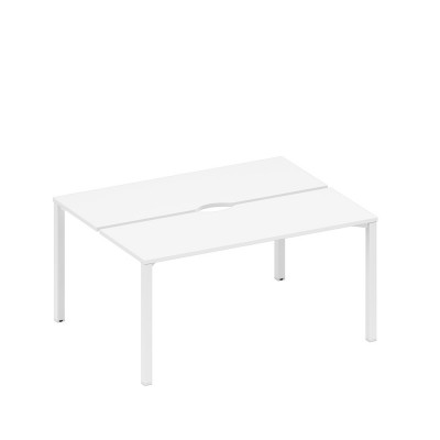 Рабочая станция на металлокаркасе, столешницы с вырезом (2*160) белый премиум / белый гладкий А1 БГ 172.2 БП