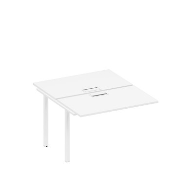 Секция стола рабочей станции на металлокаркасе, столешницы с заглушкой белый премиум / белый гладкий А1 БГ 173-1 БП