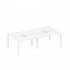 Рабочая станция на металлокаркасе, столешницы с заглушкой (4*140) белый премиум / белый гладкий А1 БГ 174-2 БП