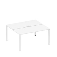 Рабочая станция на металлокаркасе, столешницы с вырезом (2*160) белый премиум / белый гладкий А1 БГ 175.2 БП