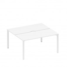 Рабочая станция на металлокаркасе, столешницы с вырезом (2*160) белый премиум / белый гладкий А1 БГ 175.2 БП