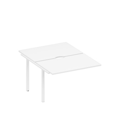 Секция стола рабочей станции на металлокаркасе, столешницы с вырезом белый премиум / белый гладкий А1 БГ 176.2-1 БП