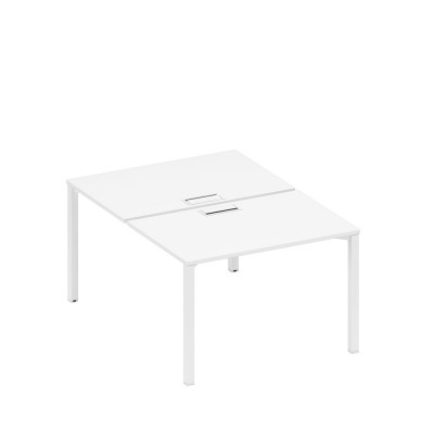 Рабочая станция на металлокаркасе, столешницы с заглушкой (2*120) белый премиум / белый гладкий А1 БГ 176 БП