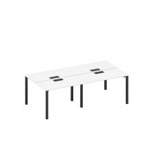 Рабочая станция на металлокаркасе, столешницы с заглушкой (4*120) белый премиум / черный гладкий А1 ЧР 170-2 БП