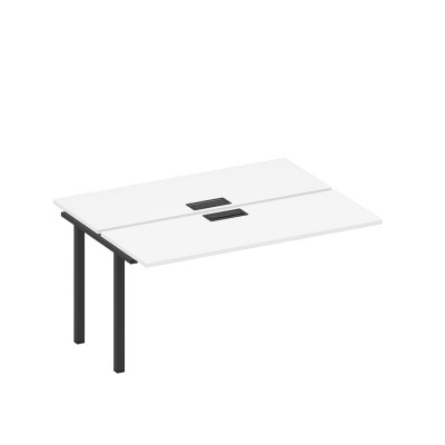 Секция стола рабочей станции на металлокаркасе, столешницы с заглушкой белый премиум / черный гладкий А1 ЧР 172-1 БП