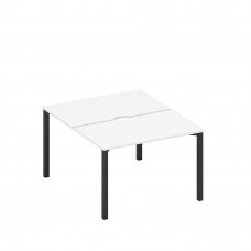 Рабочая станция на металлокаркасе, столешницы с вырезом (2*120) белый премиум / черный гладкий А1 ЧР 173.2 БП