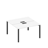 Рабочая станция на металлокаркасе, столешницы с заглушкой (2*140) белый премиум / черный гладкий А1 ЧР 174 БП