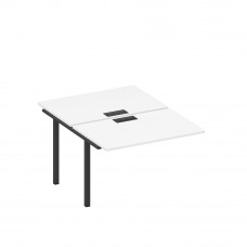 Секция стола рабочей станции на металлокаркасе, столешницы с заглушкой белый премиум / черный гладкий А1 ЧР 176-1 БП