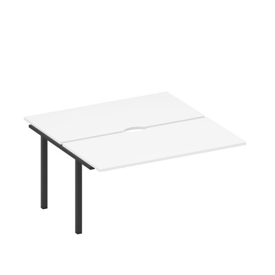 Секция стола рабочей станции на металлокаркасе, столешницы с вырезом белый премиум / черный гладкий А1 ЧР 178.2-1 БП