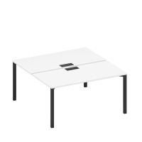 Рабочая станция на металлокаркасе, столешницы с заглушкой (2*160) белый премиум / черный гладкий А1 ЧР 178 БП