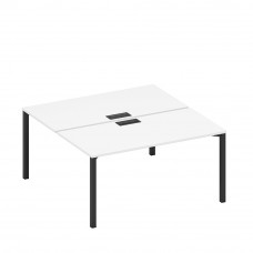 Рабочая станция на металлокаркасе, столешницы с заглушкой (2*160) белый премиум / черный гладкий А1 ЧР 178 БП