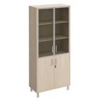 Шкаф для документов двери стекло в рамке + ДСП с замком дуб шамони Born 430-822-1