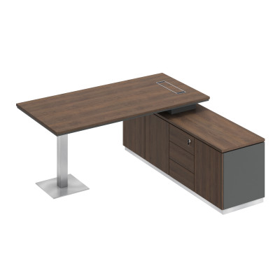 Стол руководителя на опорной тумбе дуб гладстоун / антрацит премиум / дуб гладстоун СИ 101 ДГ АР ДГ