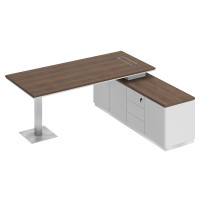 Стол на опорной тумбе для руководителя дуб гладстоун / белый премиум / белый премиум СИ 102 ДГ БП БП