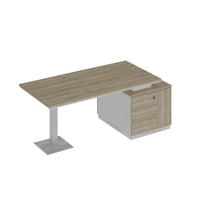 Стол на опорной тумбе дуб гладстоун светлый / белый премиум / дуб гладстоун светлый СИ 105 ДС БП ДС