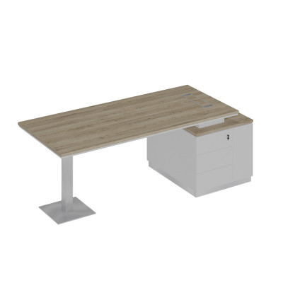 Стол на опорной тумбе дуб гладстоун светлый / белый премиум / белый премиум СИ 106 ДС БП БП