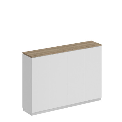 Шкаф для документов закрытый средний дуб гладстоун светлый / белый премиум / белый премиум СИ 320 ДС БП БП