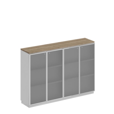 Шкаф средний дуб гладстоун светлый (столешница, фасад, топ) / белый премиум (корпус) СИ 321 ДС БП ХР