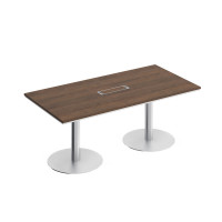 Стол для переговоров на круглых опорах-колоннах дуб гладстоун (столешница, фасад, топ)/ антрацит премиум(корпус) СИ 154 ДГ/АР