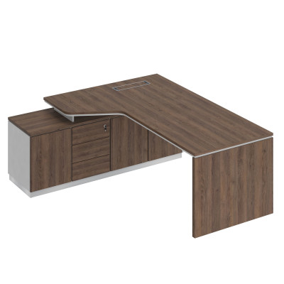 Стол эргономичный на опорной тумбе левый дуб гладстоун / белый премиум / дуб гладстоун СИ 119 ДГ БП ДГ