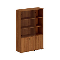 Шкаф комбинированный высокий (стекло + полузакрытый узкий) темный орех Исп.49