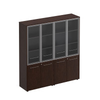 Шкаф комбинированный высокий (стекло + стекло) венге тёмный МЕ 360 ВТ