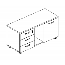 Тумба для оргтехники серый / дуб скандинавский А4 262 СЕ/ДК