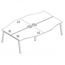 Рабочая станция со столами Техно (4х140) на каркасе TRE дуб ристретто/ металлокаркас серый А4 С3 190-2 ДР