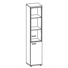 Шкаф для документов узкий правый со стеклянной дверью в алюминиевой рамке белый премиум / дуб скандинавский А4 9480 БП/ДК