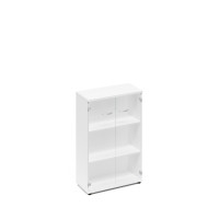 Шкаф средний со стеклом белый премиум А4 9366 БП