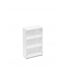 Шкаф средний со стеклом белый премиум А4 9366 БП