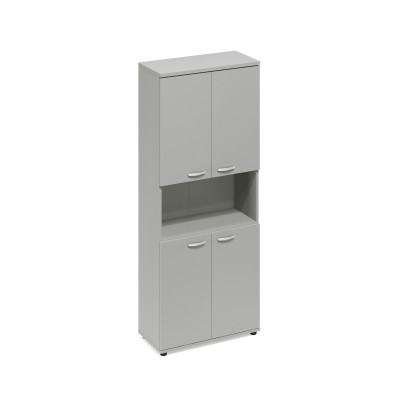 Шкаф для документов 4-дверный с открытой нишей серый А4 9374 СЕ
