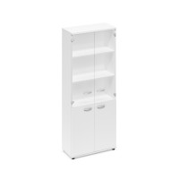 Шкаф для документов со стеклянными прозрачными дверьми белый премиум А4 9379 БП