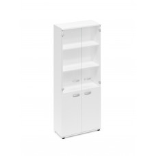 Шкаф для документов со стеклянными прозрачными дверьми белый премиум А4 9379 БП