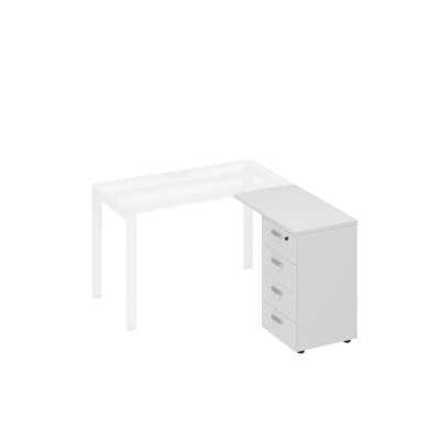 Тумба приставная 4-х ящичная с замком белый премиум А4 9224 БП