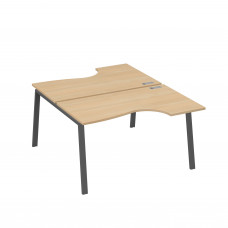 Рабочая станция столы (2х140) эргономичные Классика каркасTRE натуральный дуб / металлокаркас антрацит А4 А3 184 НД