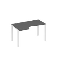 Стол "Классика" левый на металлокаркасе UNO эргономичный антрацит премиум / металлокаркас белый А4 Б1 043 АР