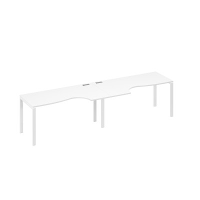 Рабочая станция столы (2х160) эргономичными Классика каркас UNO белый премиум / металлокаркас белый А4 Б1 045-2 БП