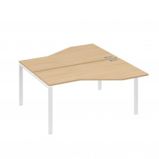 Рабочая станция со столами (2х160) Техно на каркасе UNO натуральный дуб / металлокаркас белый А4 Б1 188 НД