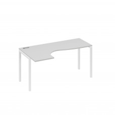 Стол на металлокаркасе DUE эргономичный левый "Классика" серый / металлокаркас белый А4 Б2 035 СЕ