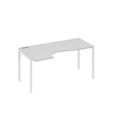 Стол эргономичный левый "Классика" на металлокаркасе DUE серый / металлокаркас белый А4 Б2 045 СЕ