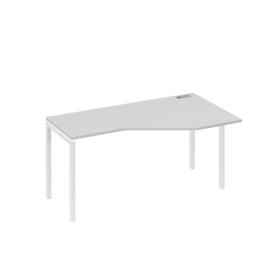 Стол "Техно" на каркасе DUE эргономичный правый серый / металлокаркас белый А4 Б2 056 СЕ