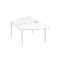 Рабочая станция каркас DUE (2х120) с эргономичными столами Техно белый премиум / металлокаркас белый А4 Б2 186 БП