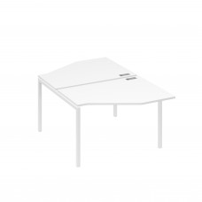 Рабочая станция каркас DUE (2х120) с эргономичными столами Техно белый премиум / металлокаркас белый А4 Б2 186 БП