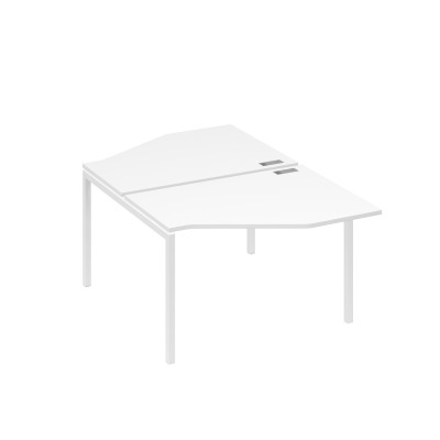 Рабочая станция каркас DUE (2х120) с эргономичными столами Техно белый премиум / металлокаркас белый А4 Б2 186 БП
