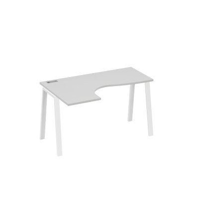 Стол эргономичный "Классика" на металлокаркасе TRE левый серый / металлокаркас белый А4 Б3 033 СЕ