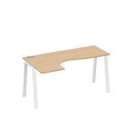 Стол "Классика" каркас TRE эргономичный левый натуральный дуб / металлокаркас белый А4 Б3 035 НД