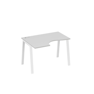 Стол "Классика" на металлокаркасе TRE левый эргономичный серый / металлокаркас белый А4 Б3 041 СЕ